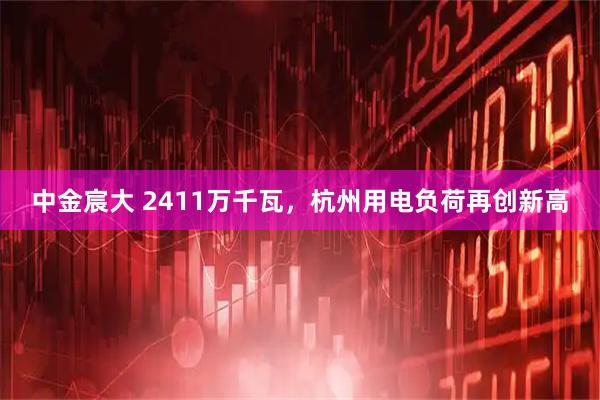 中金宸大 2411万千瓦，杭州用电负荷再创新高